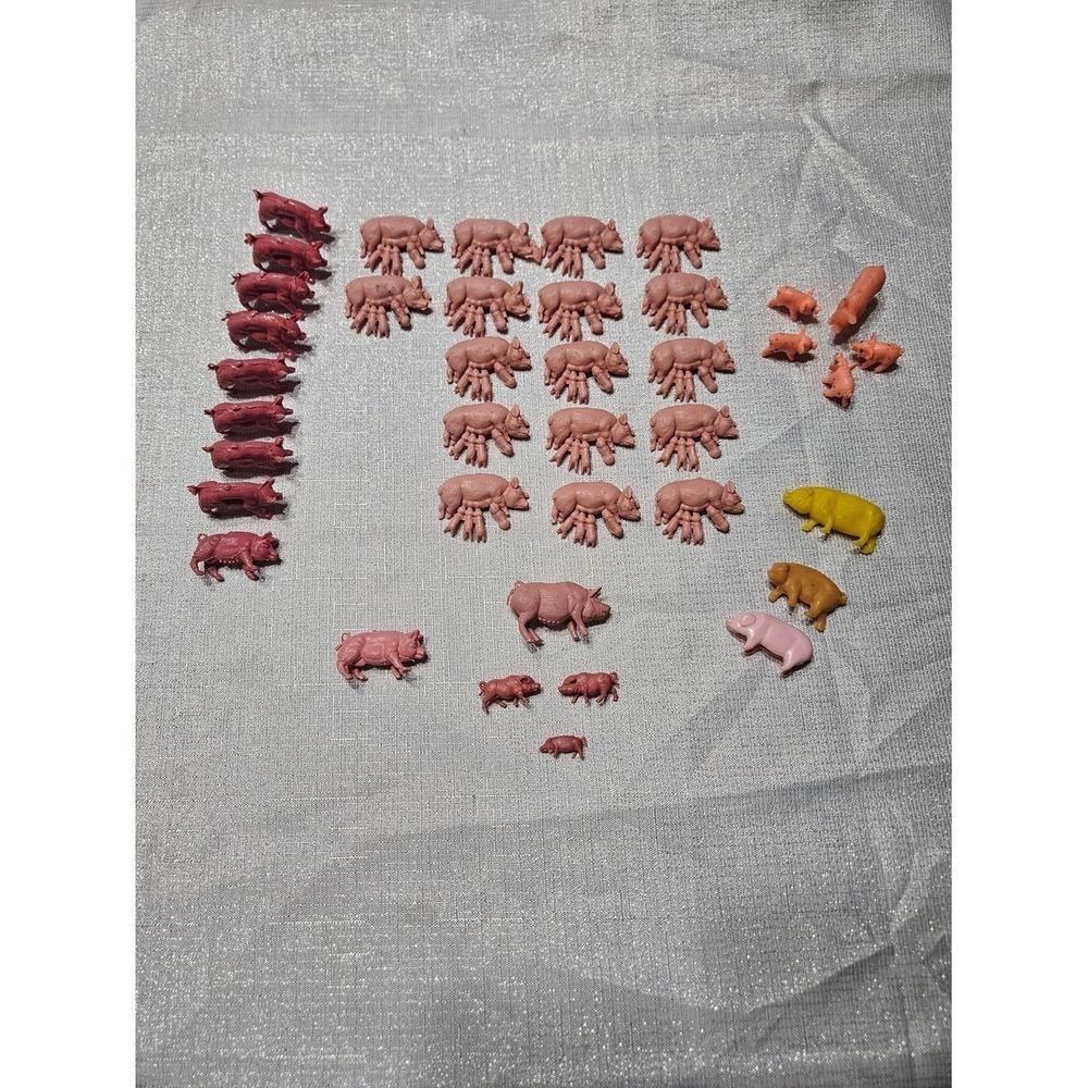 Vintage 39-Piece Hard Plastic Miniature Pig Lot